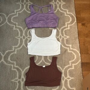 Purple, White, and Brown Crop Tops, size 10-12 Youth